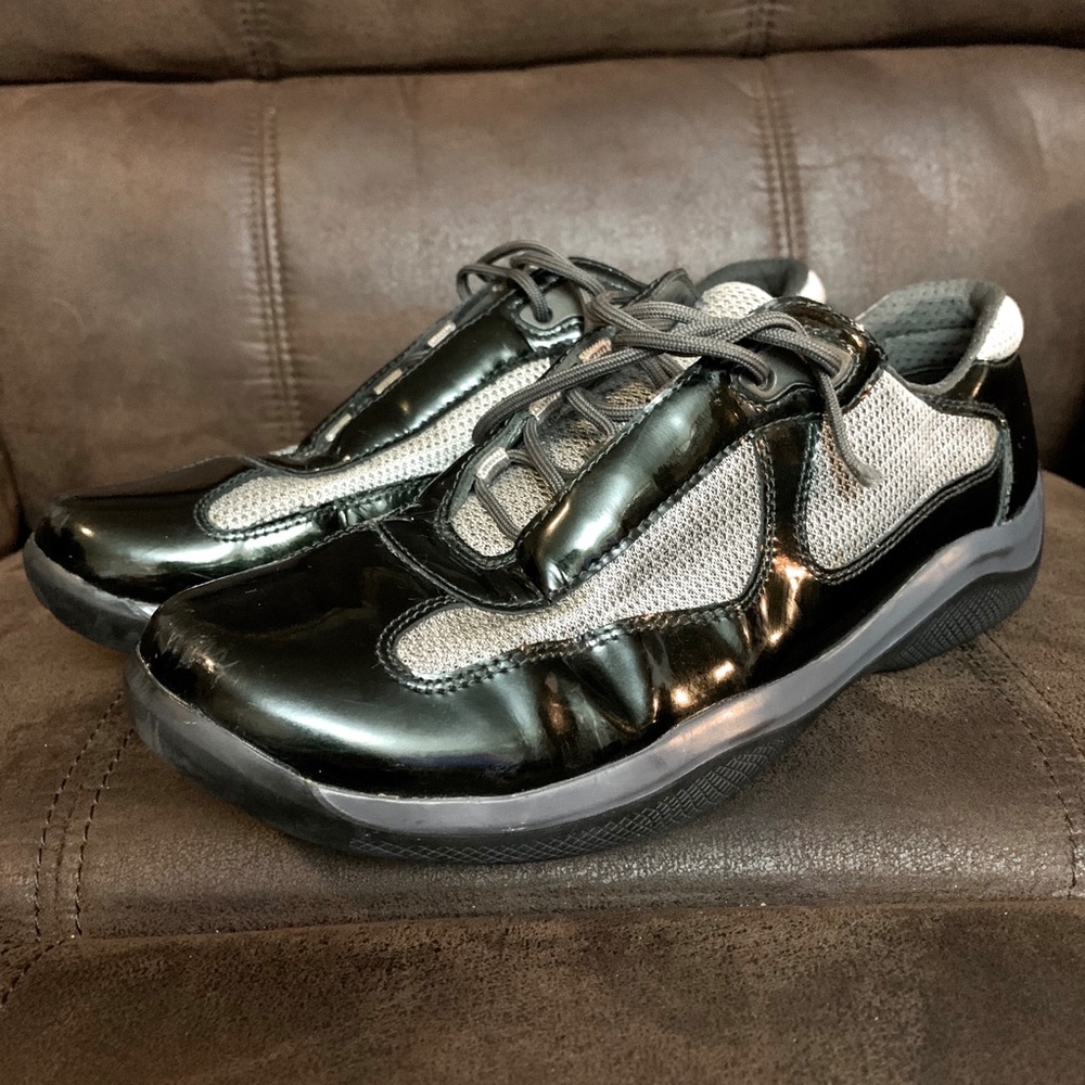 PRADA Black Patent Leather Sneakers Size 39 or 9